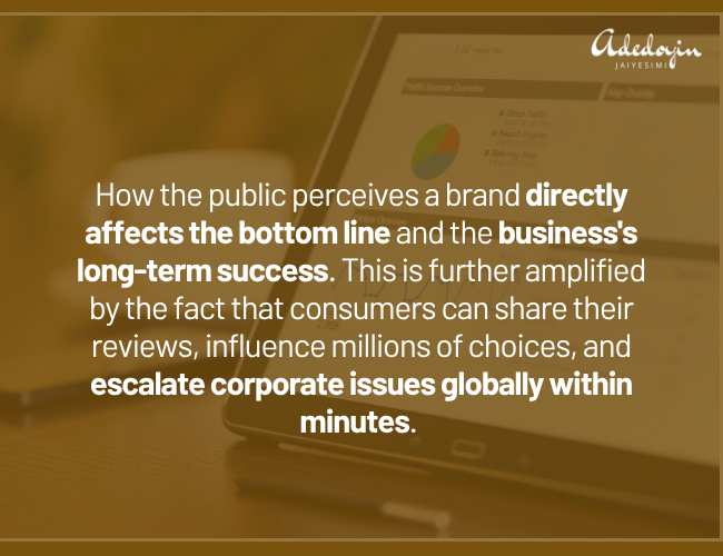 Text quote highlighting the critical need for organisations to proactively protect their brand and integrate reputational risk into their overarching business strategy.